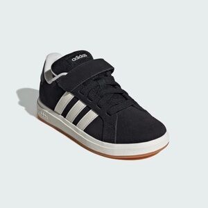 Adidas Kids Black and White Strap Sneakers